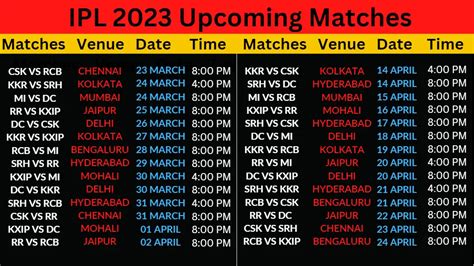 upcoming matches of ipl